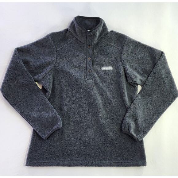 Columbia Sweater Womens Small Black Fleece Pullover 1/4 Snap Mock Neck Jacket - Picture 1 of 10